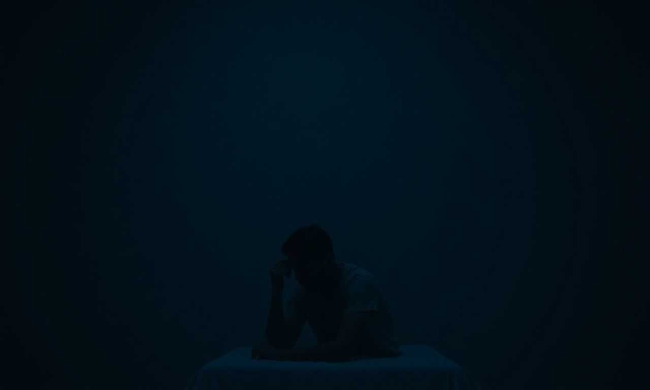 一人の空間で一息つく様子