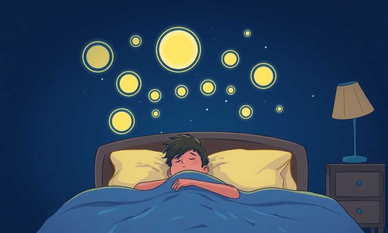 夜に布団で考え事をする人のイメージ