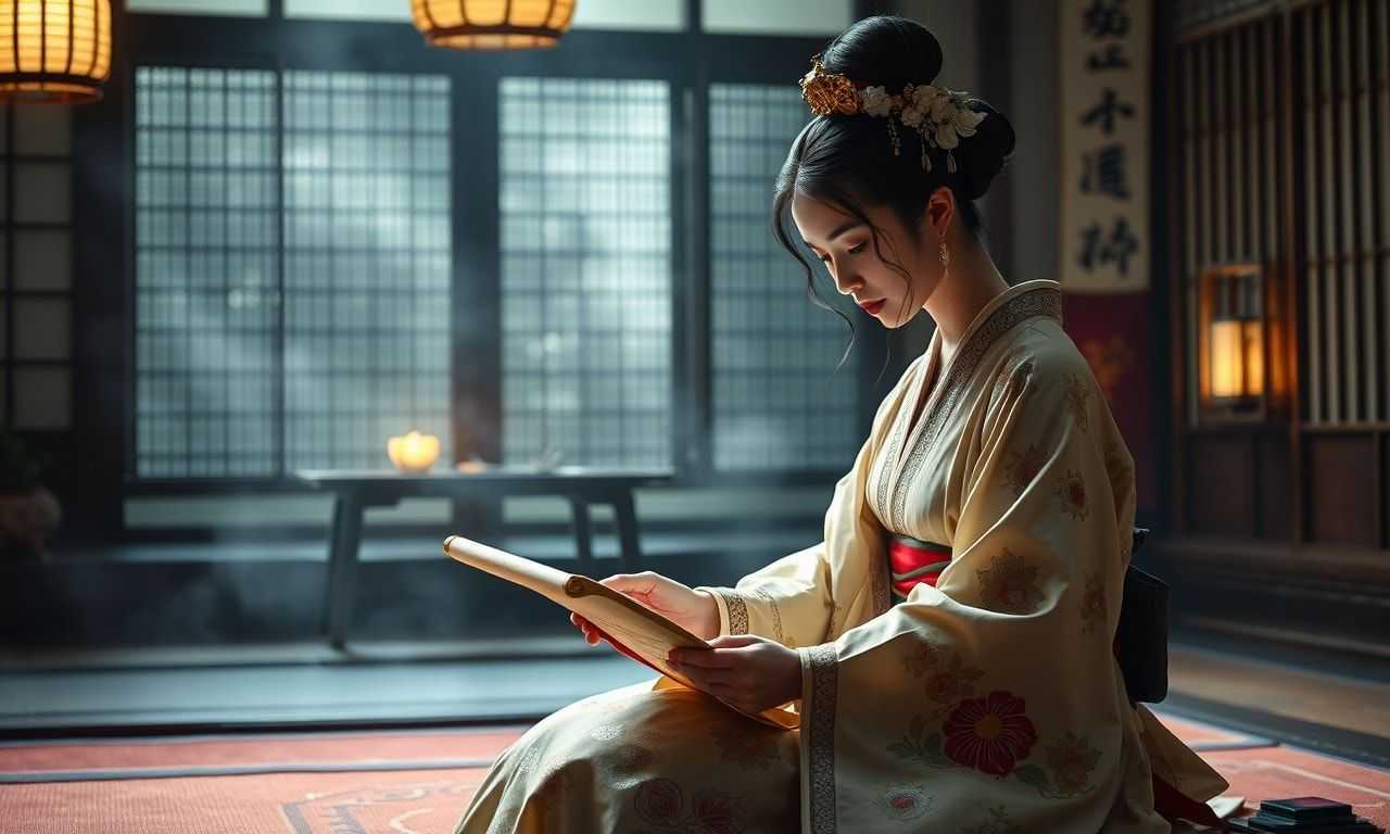 紫式部をイメージした平安貴族の女性