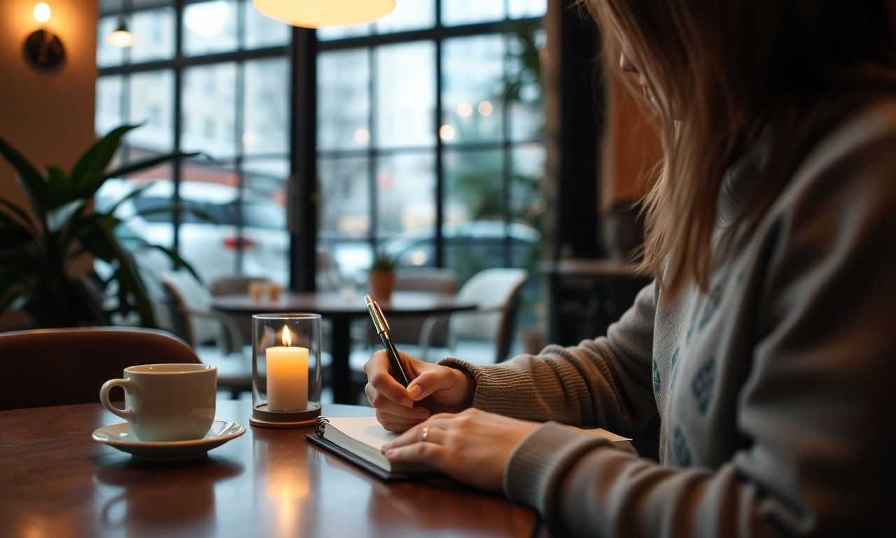 カフェでノートを書く人のイメージ