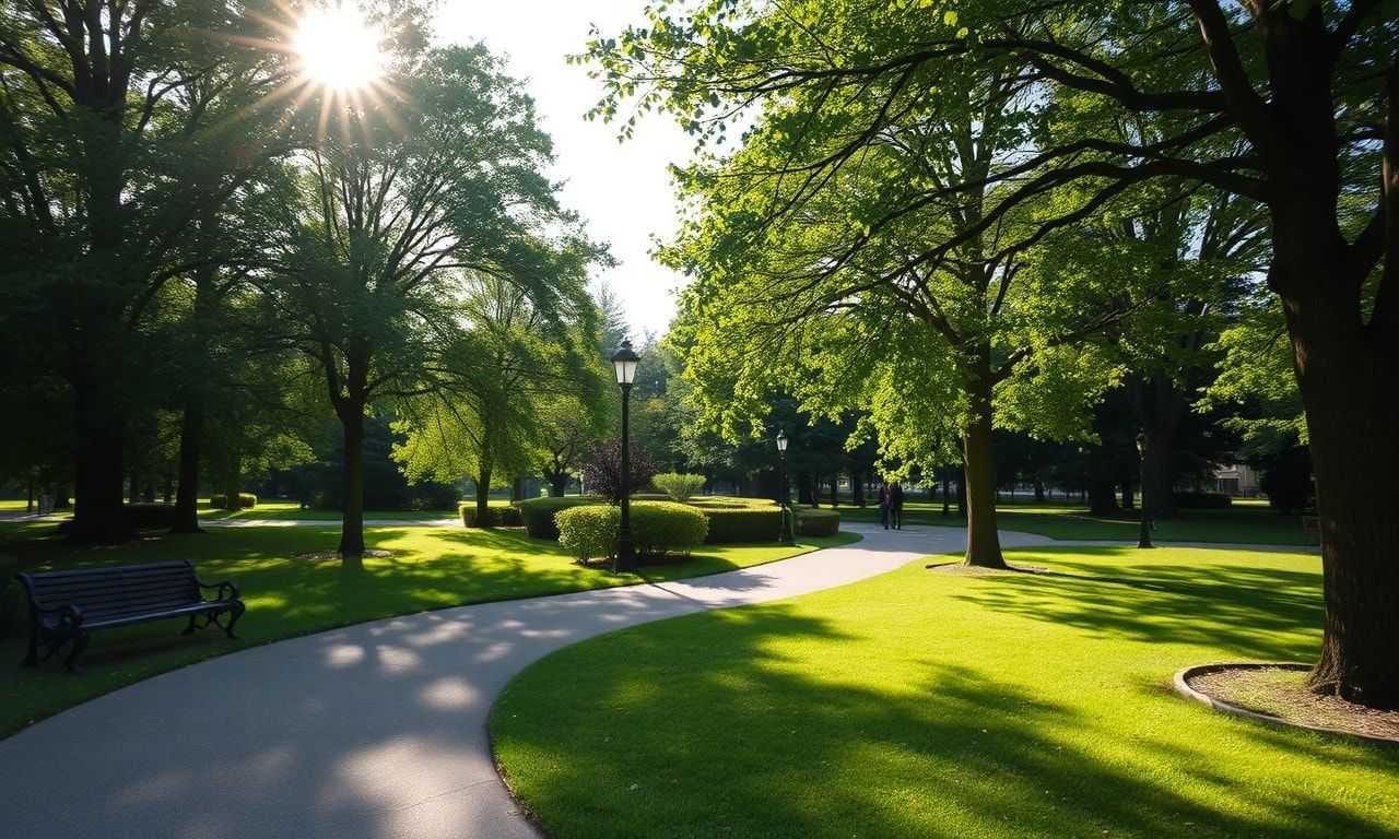 緑あふれる公園で穏やかにリラックスしている様子