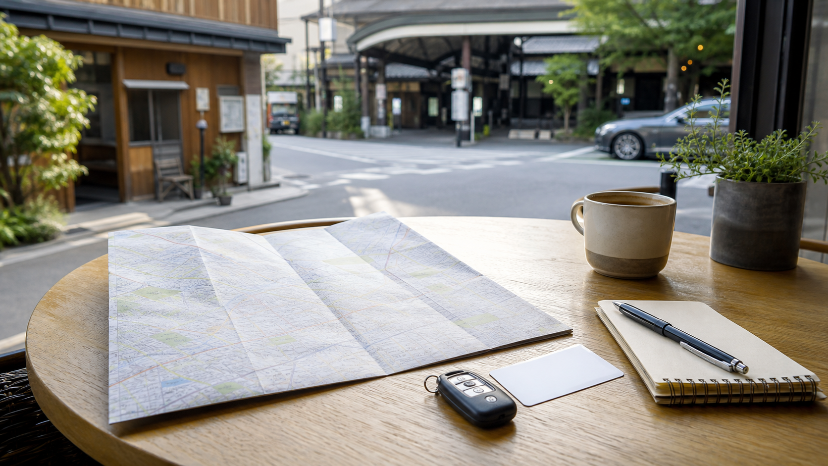 大扇食堂の駐車場とアクセスを確認するイメージ