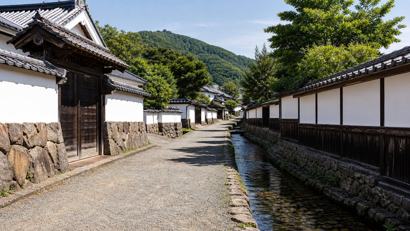 小幡城 群馬の城下町散策をイメージした水路沿いの道
