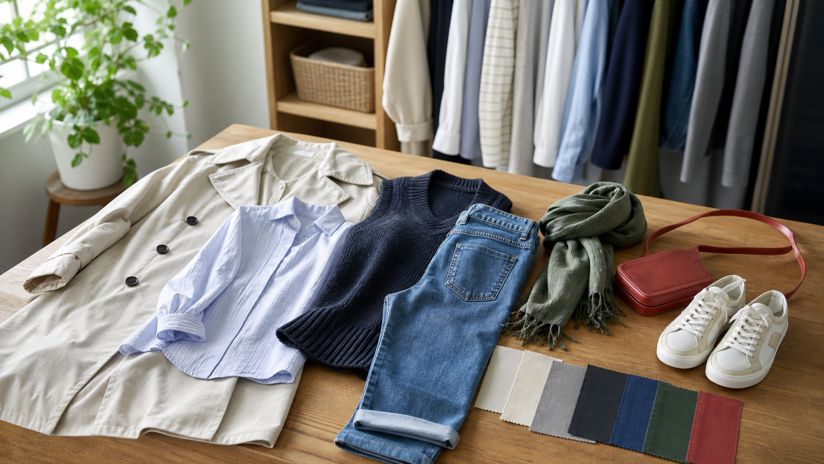 ファッションのレス化で使えるシーズンレスな服選びのイメージ