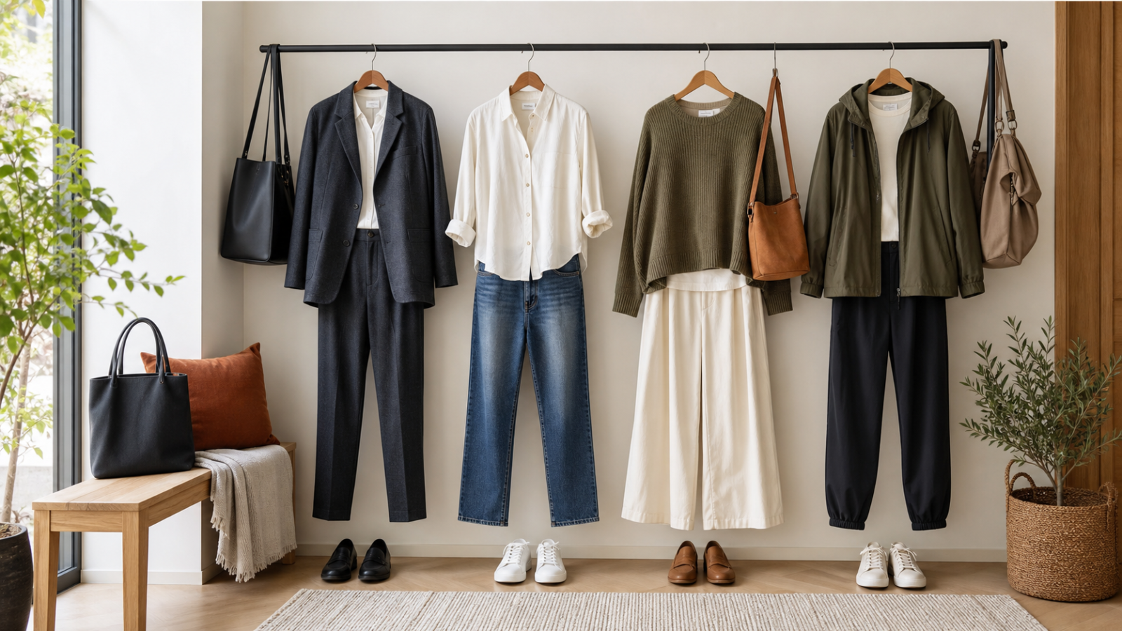 ファッションのレス化を場面別の服選びで考えるイメージ