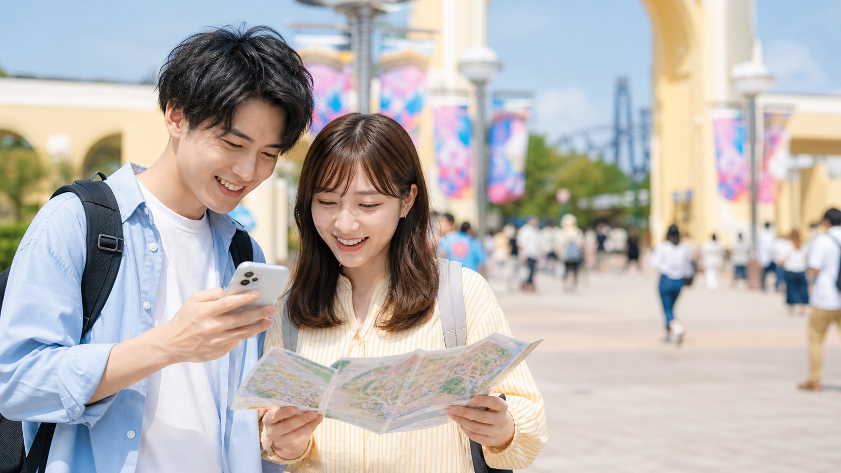 USJフリーレン混雑を来園前に確認する人のイメージ