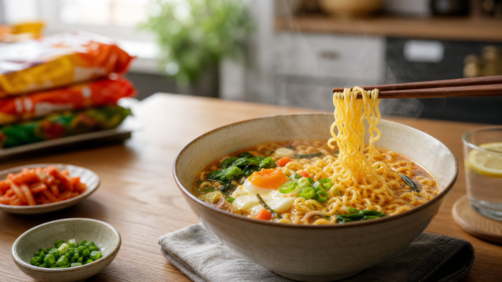韓国ラーメンが人気の理由を表す食卓のイメージ