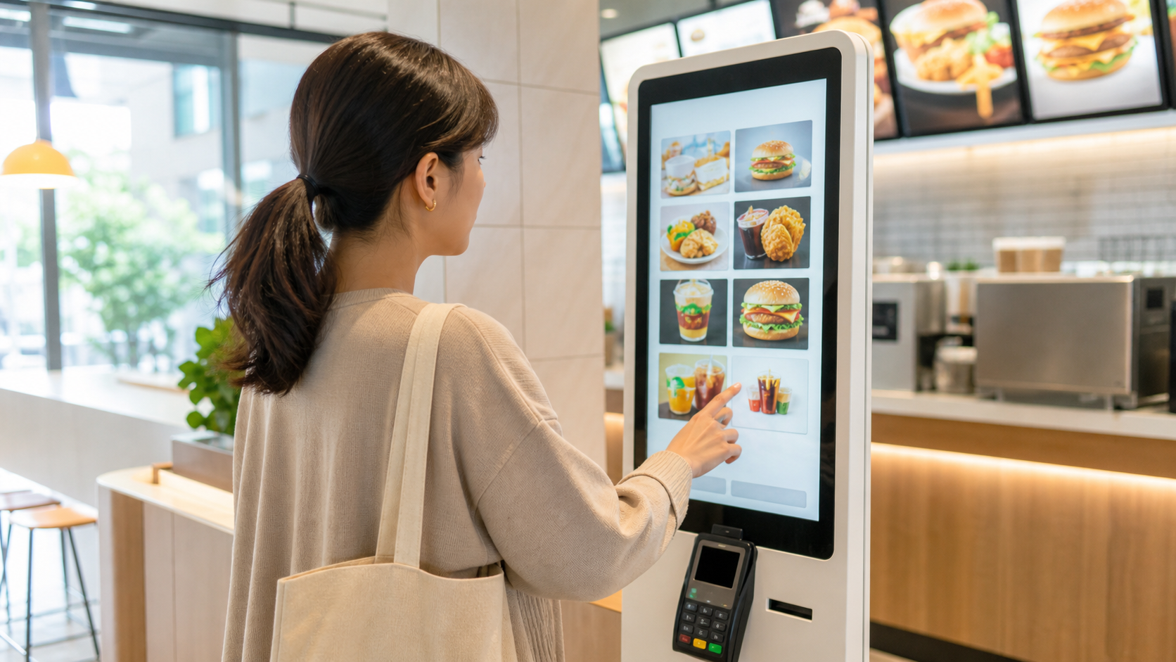 マクドナルドのセルフオーダー端末の使い方を説明する店内端末のイメージ