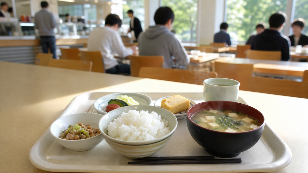 100円朝食の大学を紹介する学生食堂の朝食イメージ