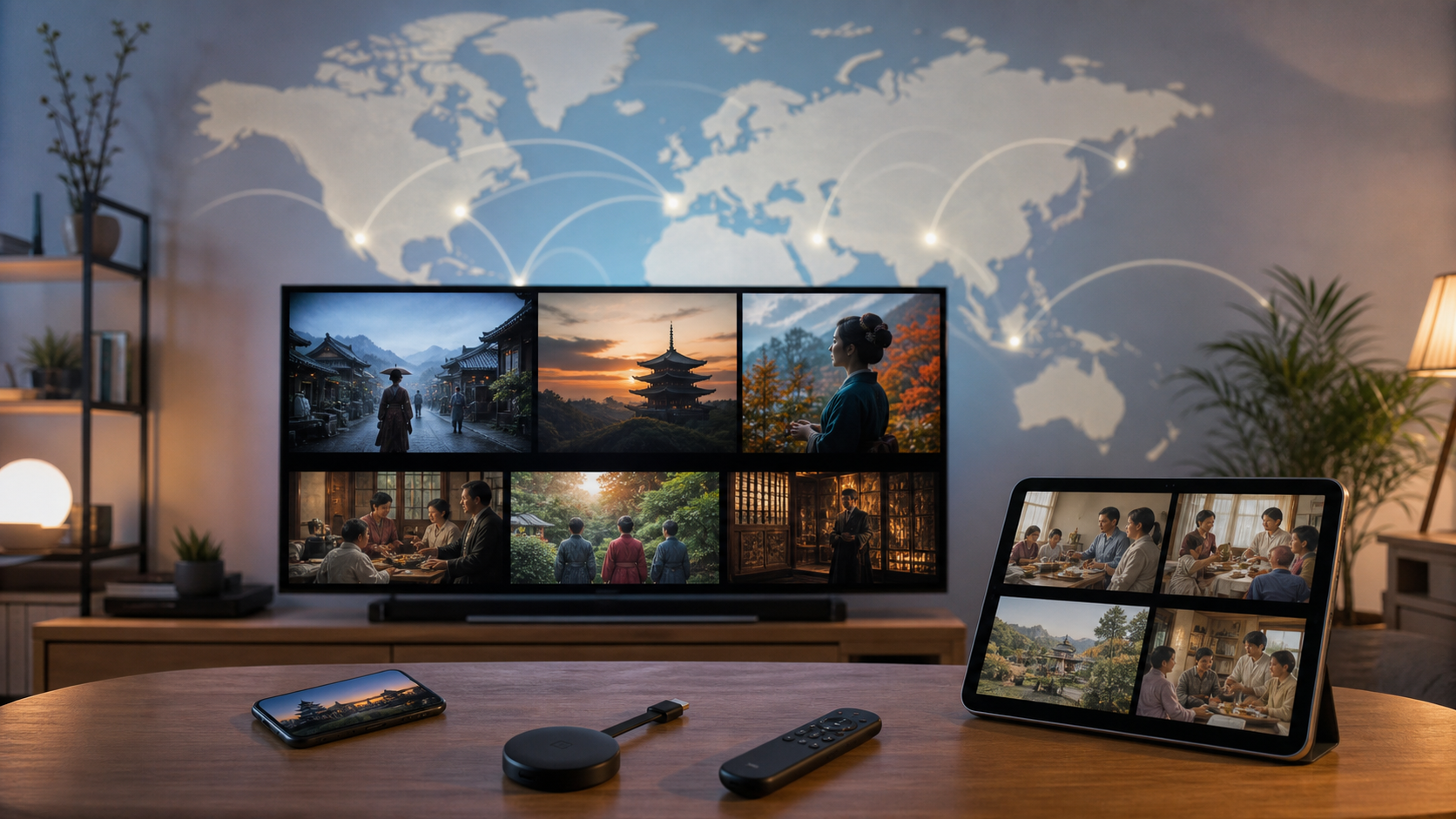 NHK Netflix配信作品が世界へ広がるイメージ