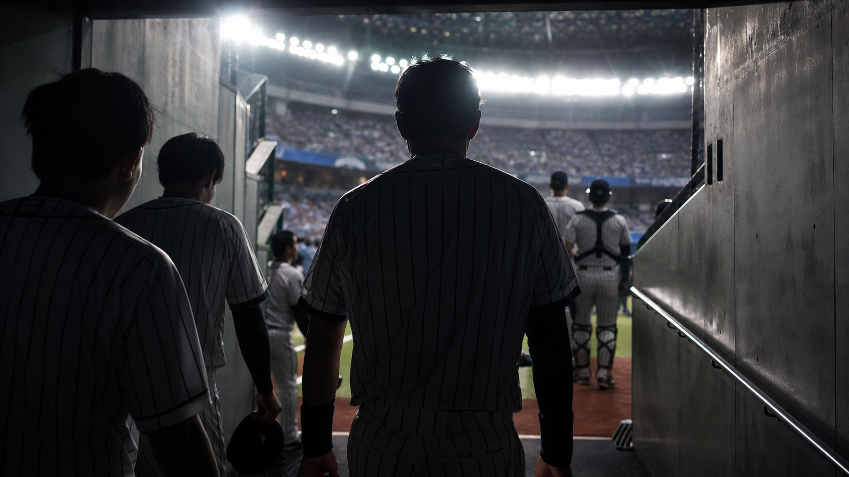 野球ドキュメンタリーの舞台裏を表すスタジアムのイメージ