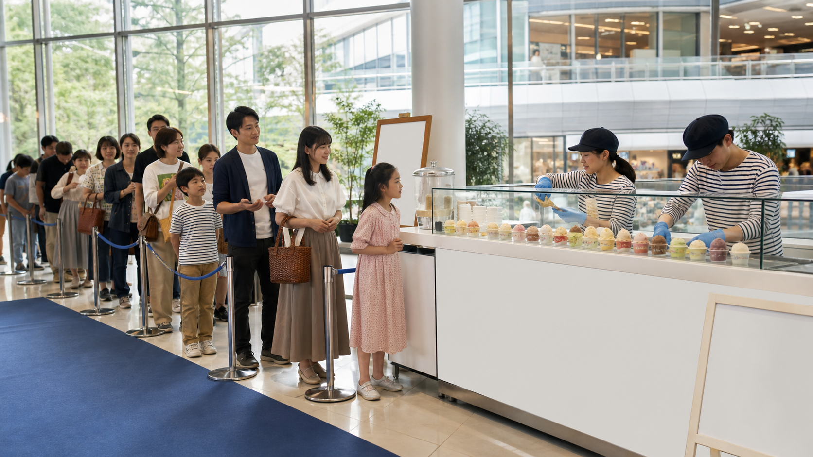 アイスクリームフェスタ2026の会場で配布を待つ人のイメージ
