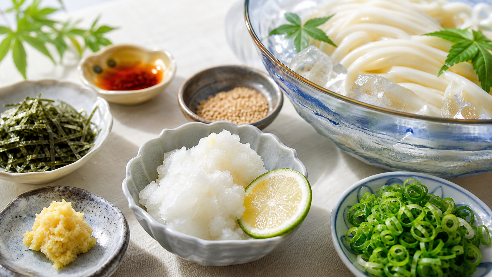 丸亀製麺の鬼おろしと薬味アレンジのイメージ
