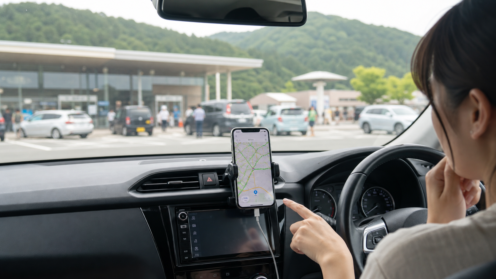 GW渋滞はいつまでかを交通情報で確認するスマートフォン