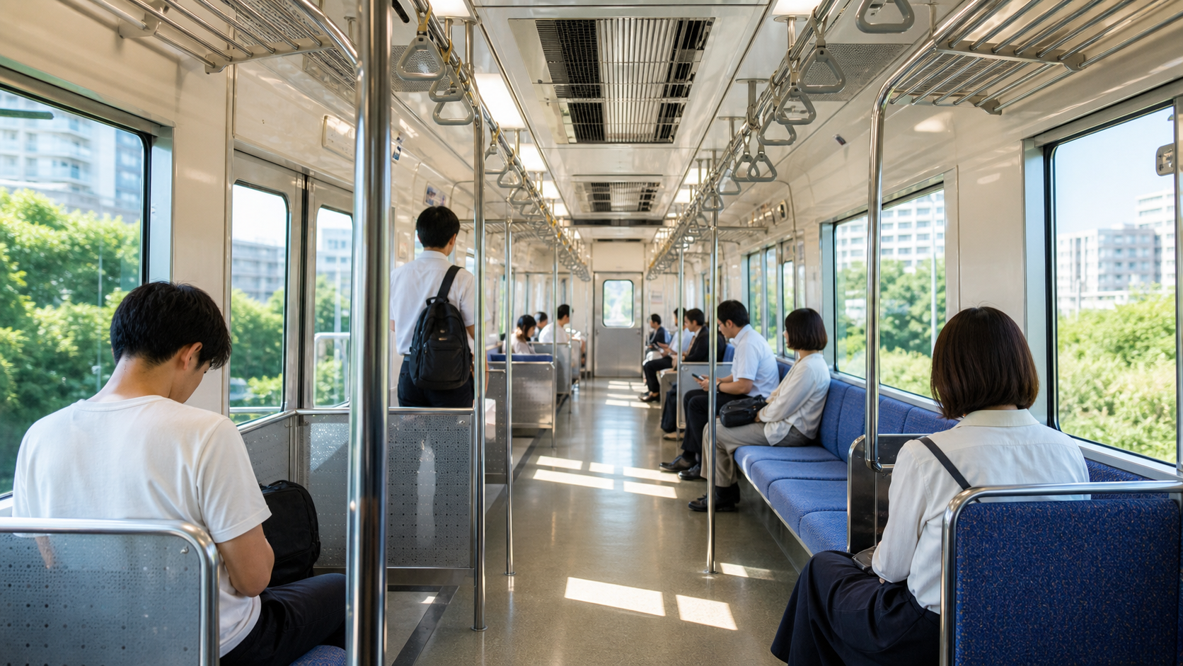 弱冷房車はいらないと感じる人向けの夏の電車内イメージ