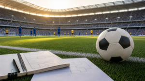 日本対スウェーデンの突破条件を整理するサッカー場のイメージ