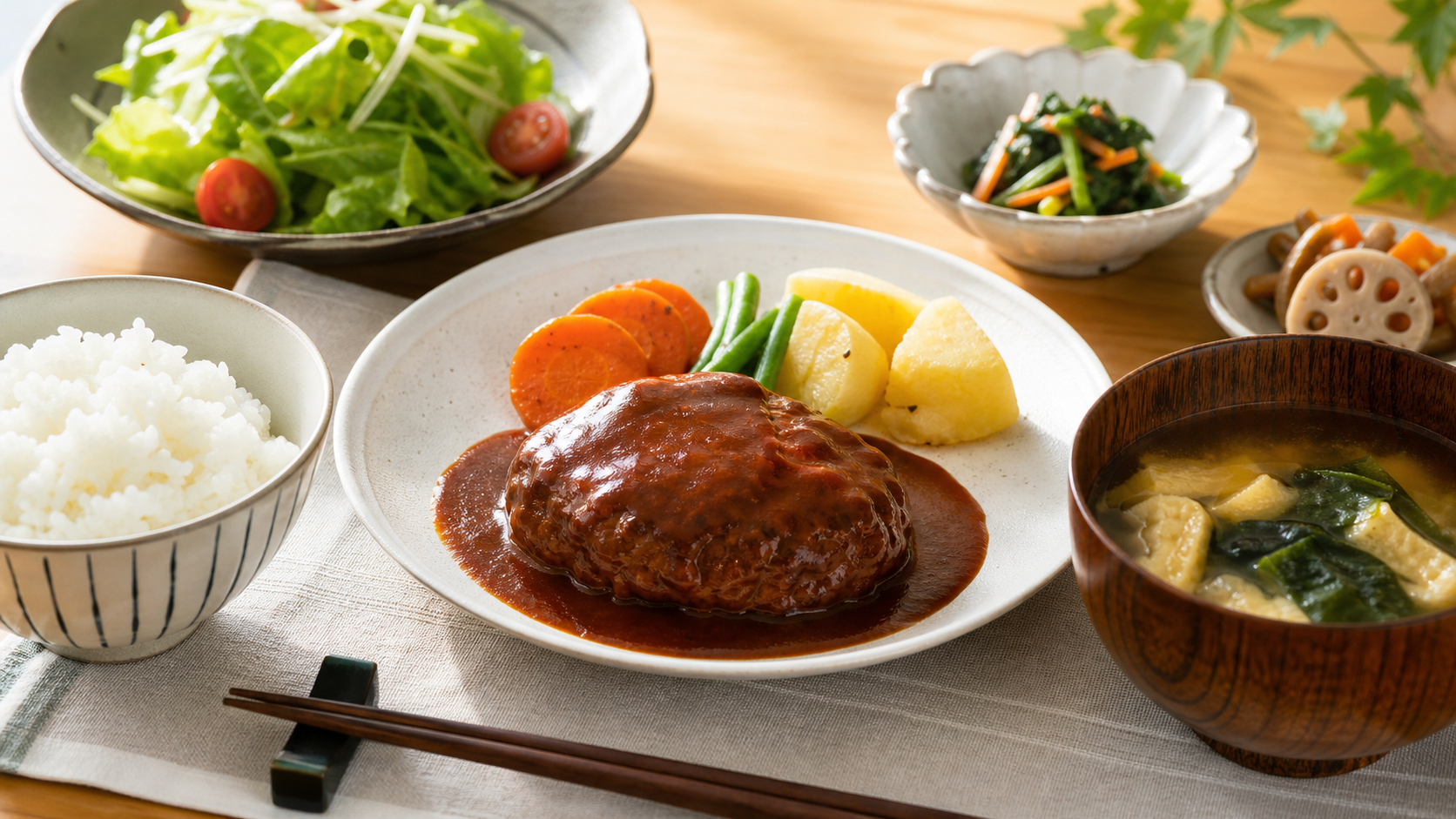 髙橋藍の好きな食べ物をイメージしたハンバーグ定食