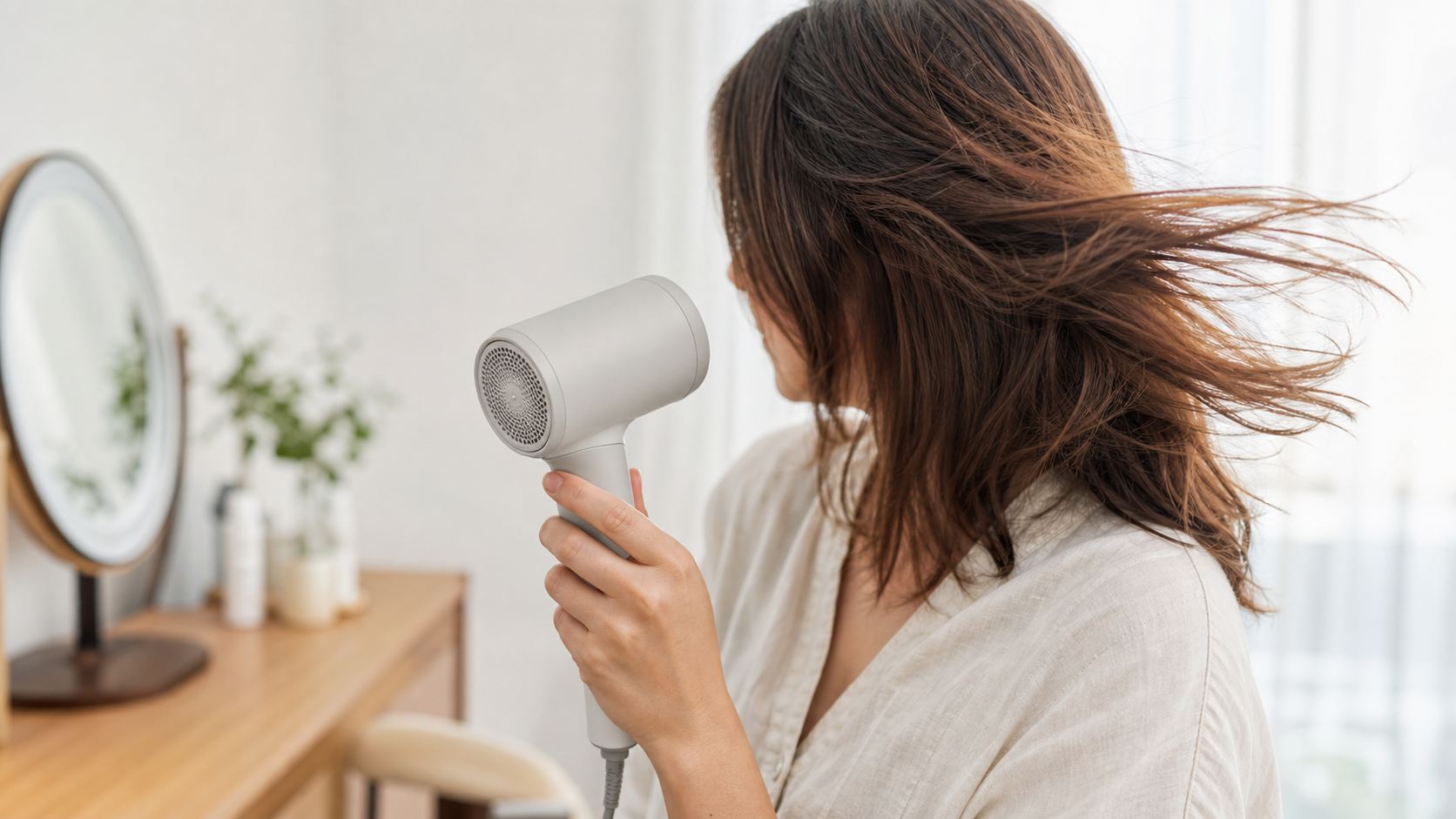 Re・De Hairdryの使い心地を確認するヘアドライイメージ