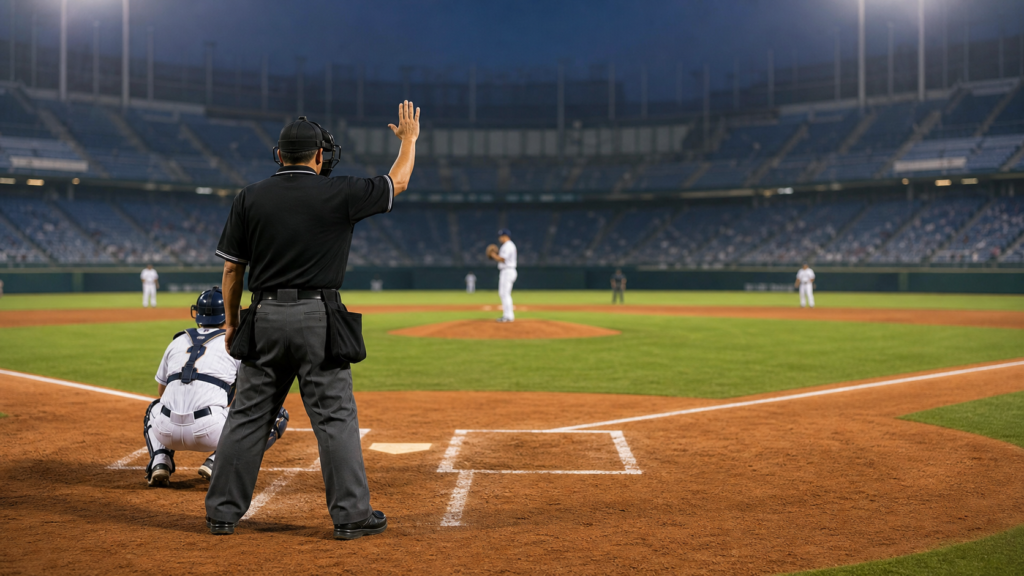 警告試合とはを解説する野球審判のイメージ