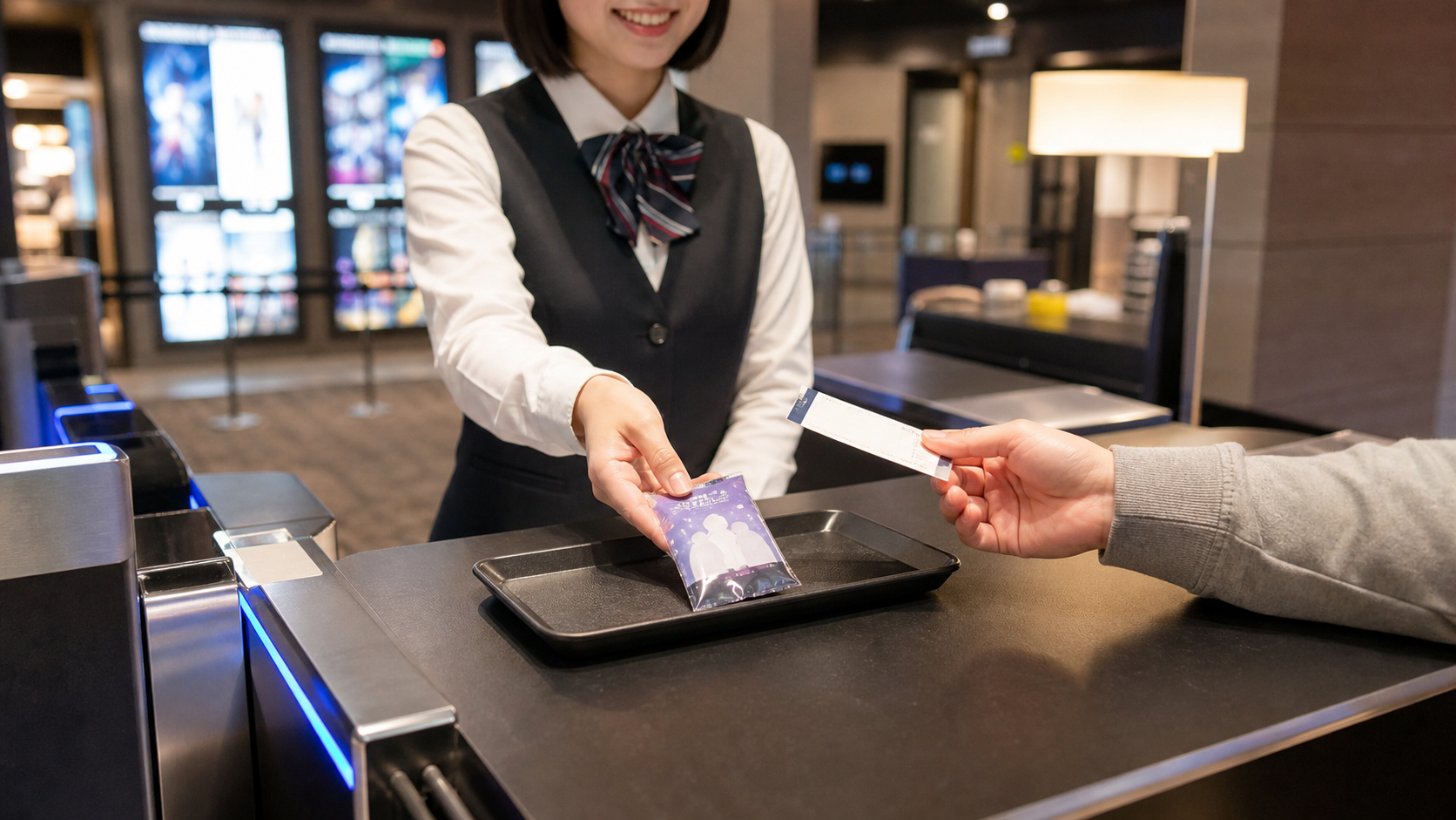 映画ちいかわの入場者特典を入場時に受け取るイメージ