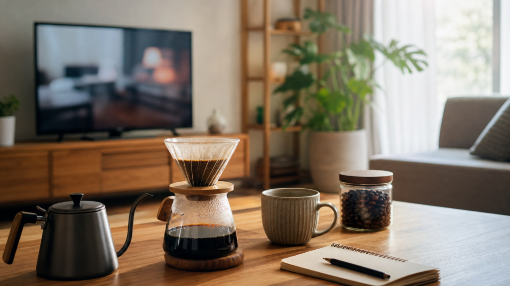 timeleszファミリアのコーヒーの淹れ方を自宅で試すイメージ
