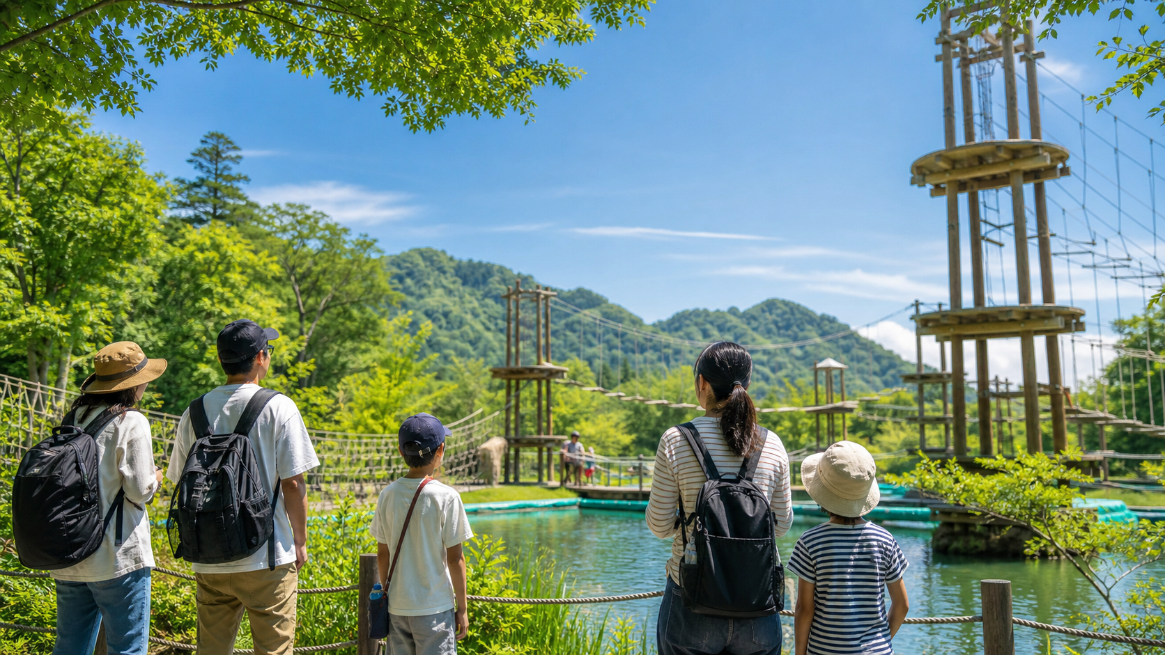 フィッシャーズGREENIAの場所と料金をイメージした山のアスレチック