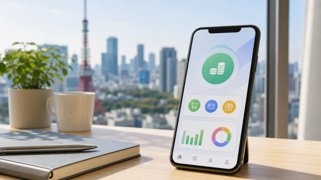東京アプリのポイント交換をスマホで確認するイメージ