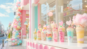 しなこの原宿新店舗をイメージしたカラフルなスイーツショップ