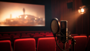 カメオ声優とは 映画館とマイクのイメージ