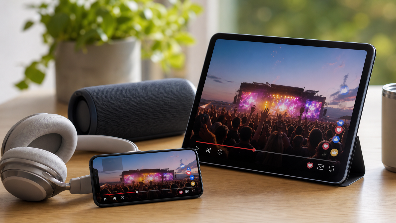スマホとタブレットでフジロック2026配信を確認するイメージ