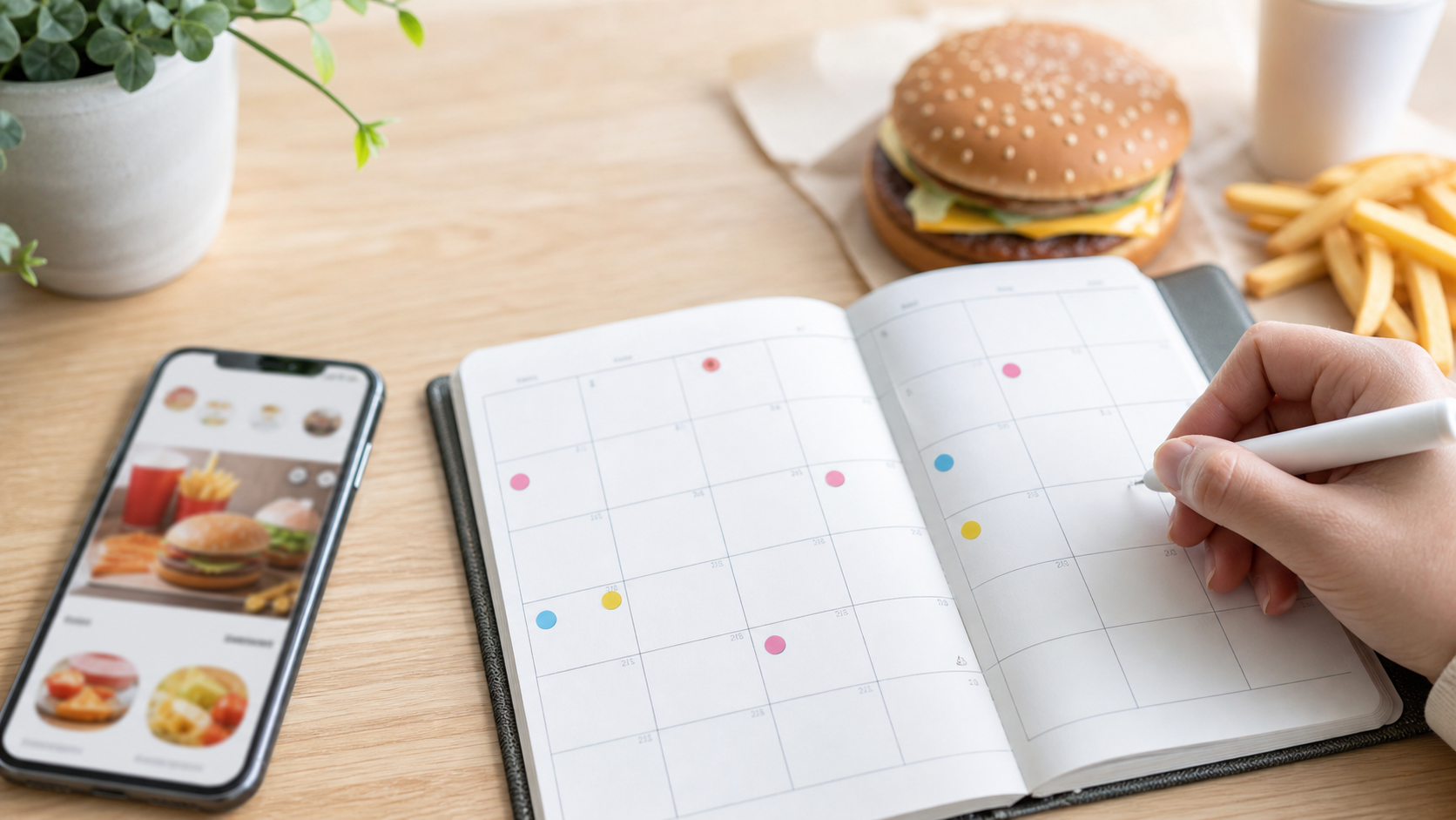マックのポケモン販売期間を確認するカレンダーとバーガー