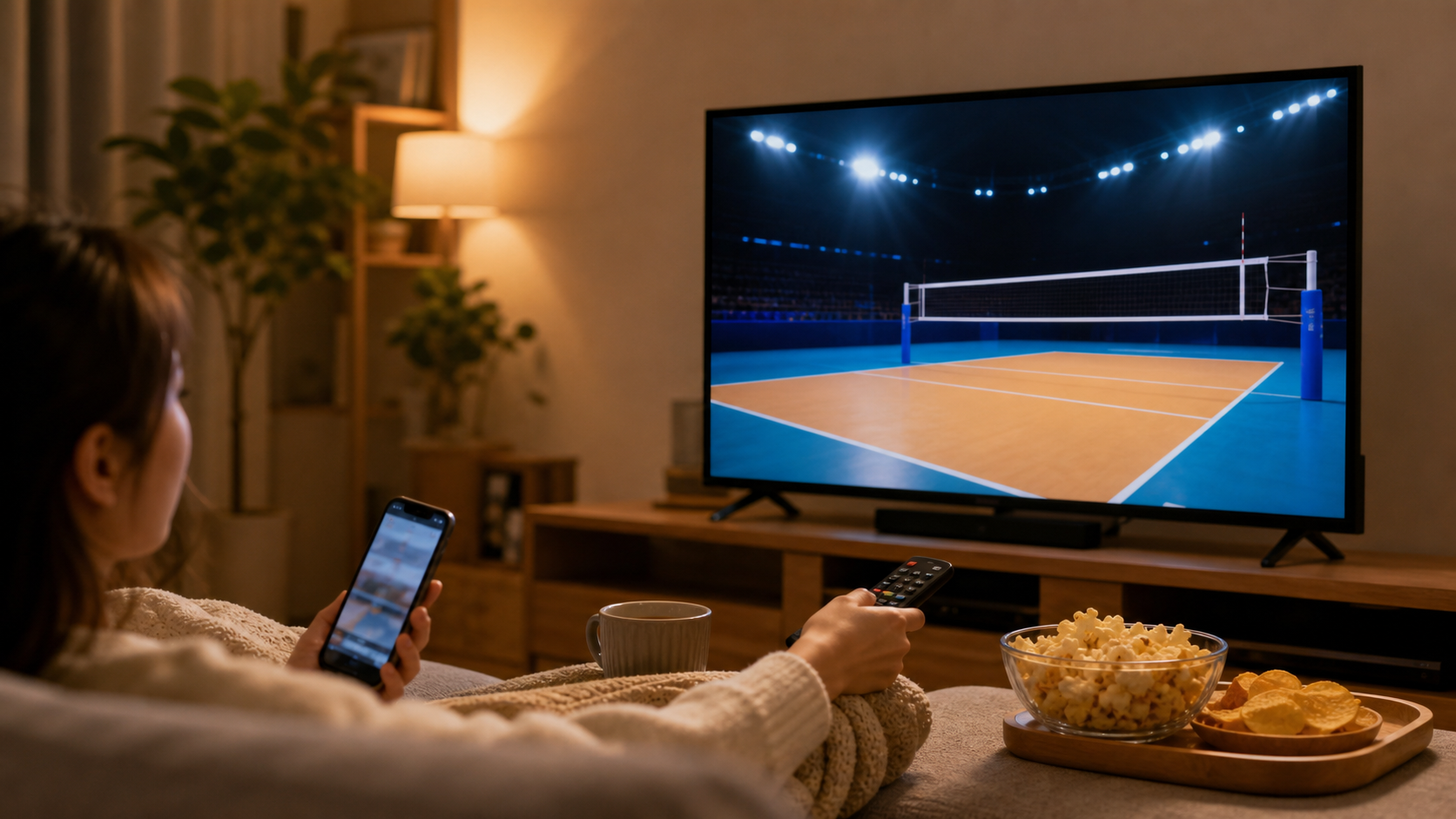 女子バレーのテレビ放送と配信を確認するイメージ