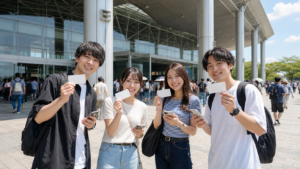 ワンフェス2026夏の当日券を確認する来場者