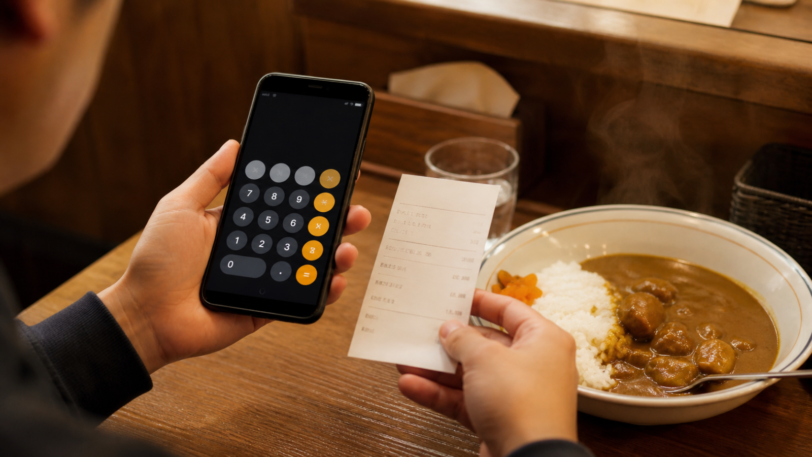 ココイチ深夜料金の7パーセント加算を注文前に確認するイメージ