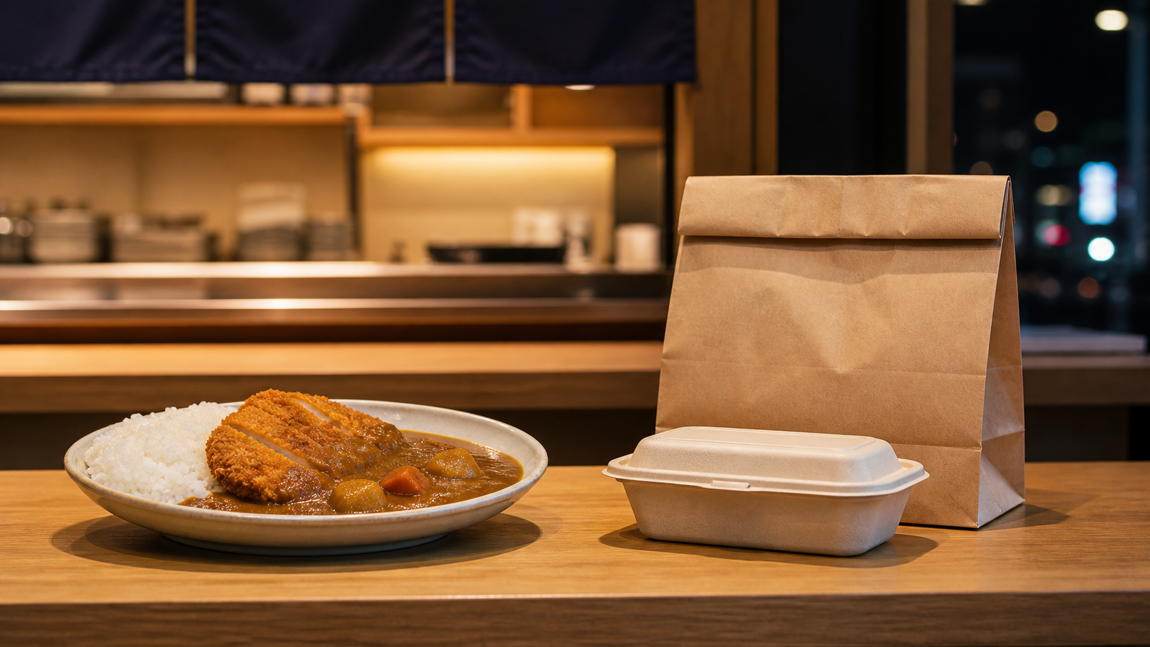 ココイチ深夜料金の対象となる店内飲食とテイクアウトのイメージ