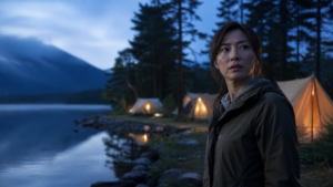 ENJU エンジュ映画の舞台を思わせる湖畔のキャンプ場と女性教師