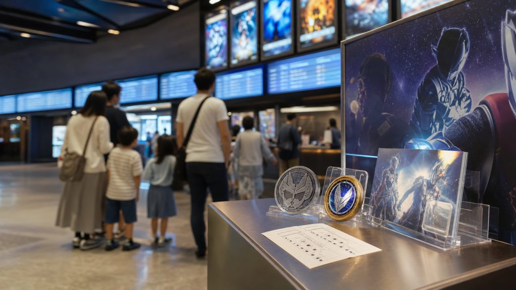 ギャバン入場者特典第2弾を確認する映画館ロビーのイメージ