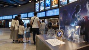 ギャバン入場者特典第2弾を確認する映画館ロビーのイメージ