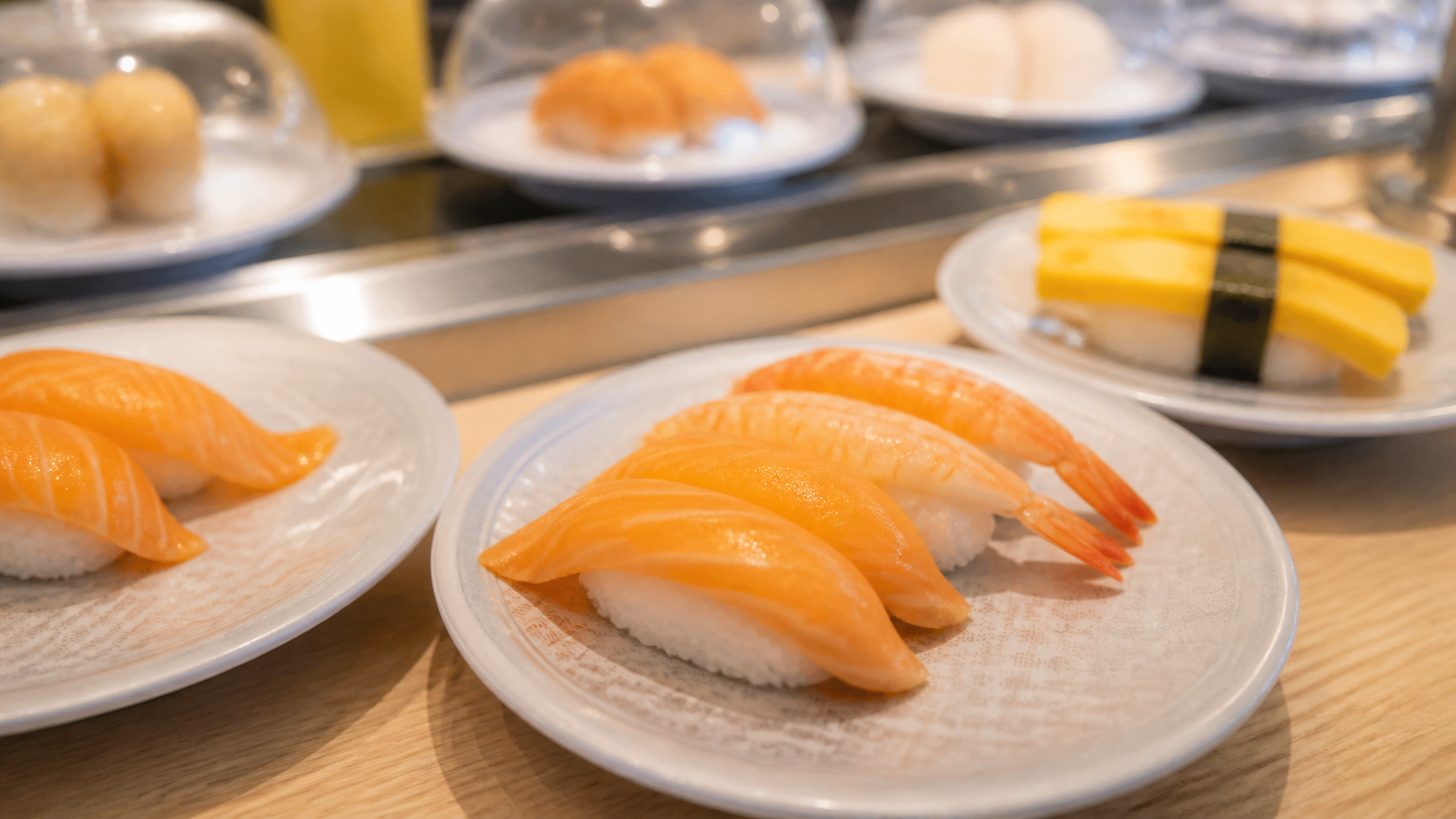 くら寿司の110円相盛り商品をイメージしたサーモンとえび