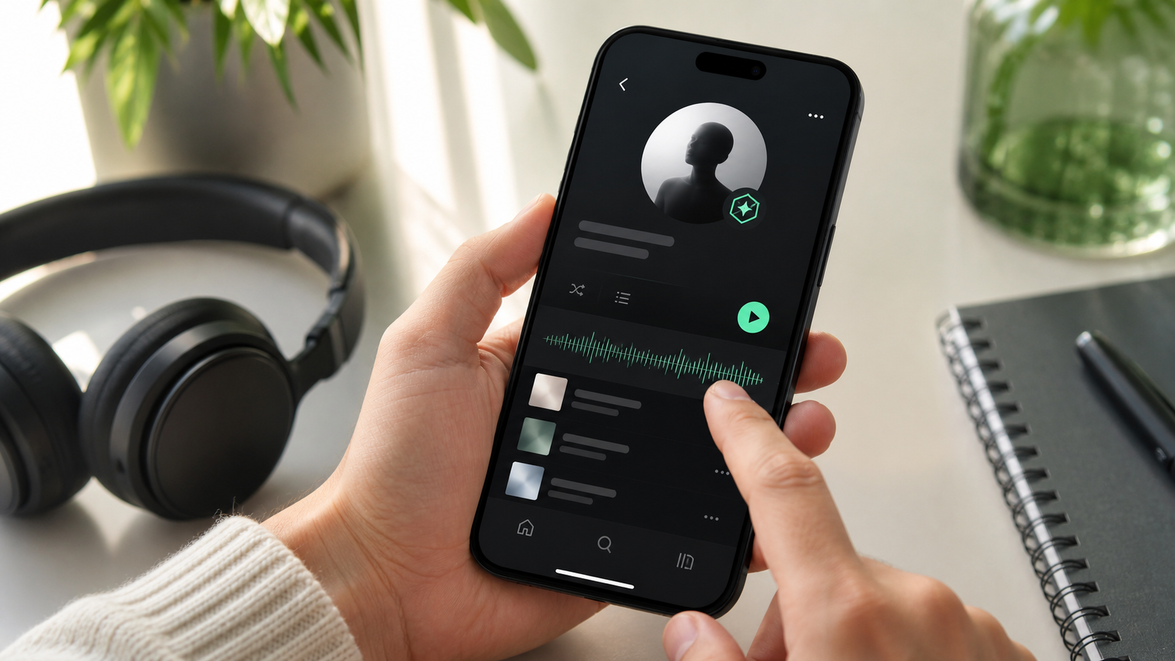 SpotifyのAI Personaラベルを確認するリスナーのイメージ