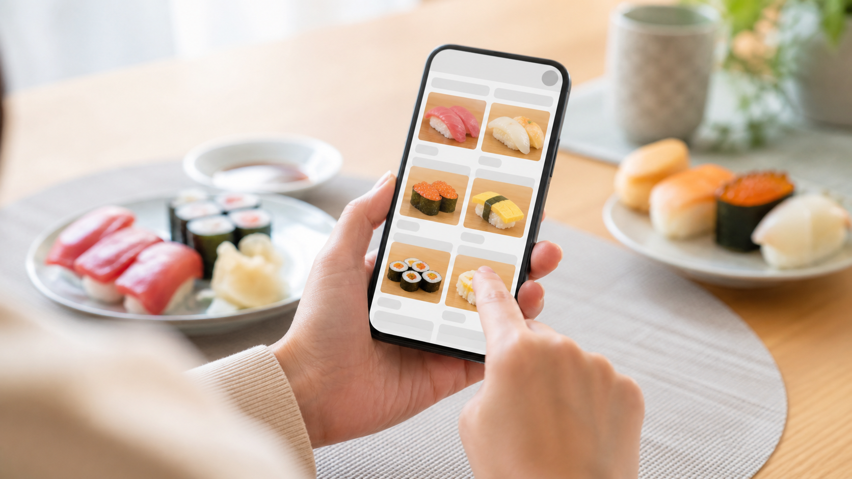 くら寿司の店舗別メニュー確認をイメージしたスマートフォン