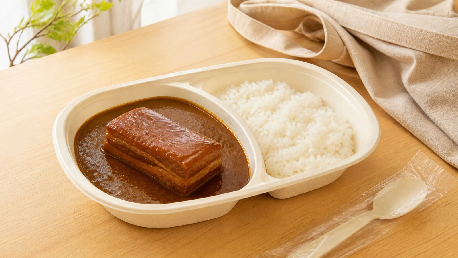 ポークロックカレーをテイクアウトして自宅で食べるイメージ
