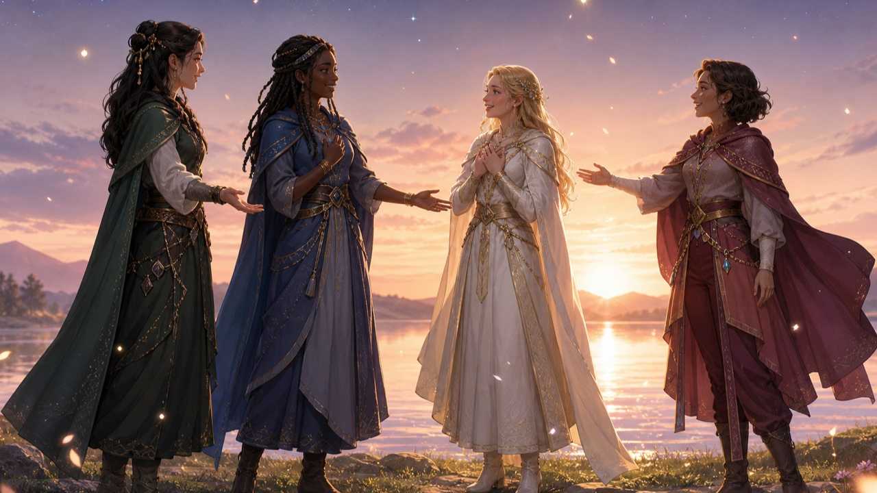 キュアアルカナが仲間に加わる場面をイメージした4人のオリジナル画像