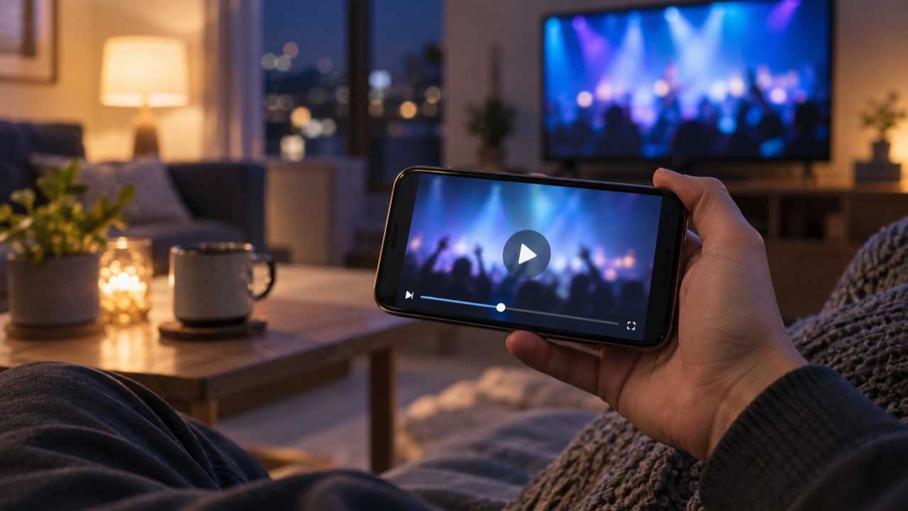 夜の音の見逃し配信をスマホで視聴するイメージ