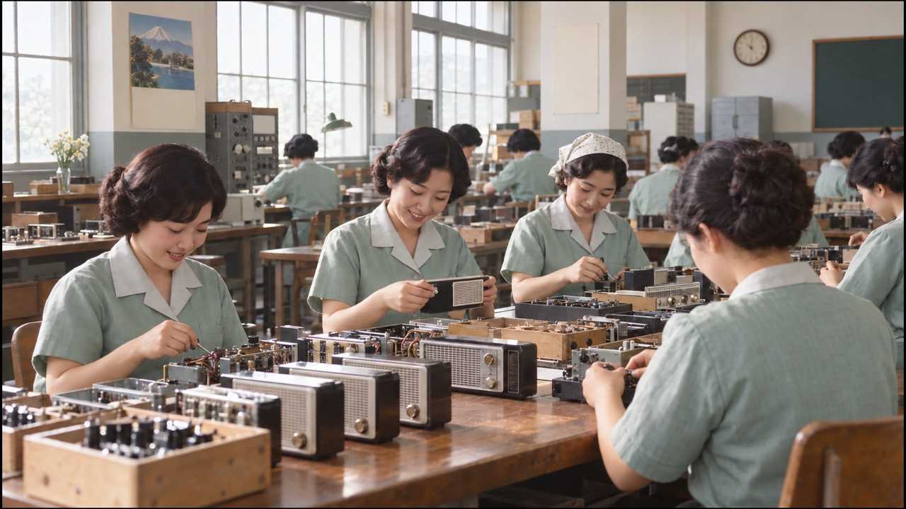 ひよっこの乙女寮編をイメージした昭和のラジオ工場