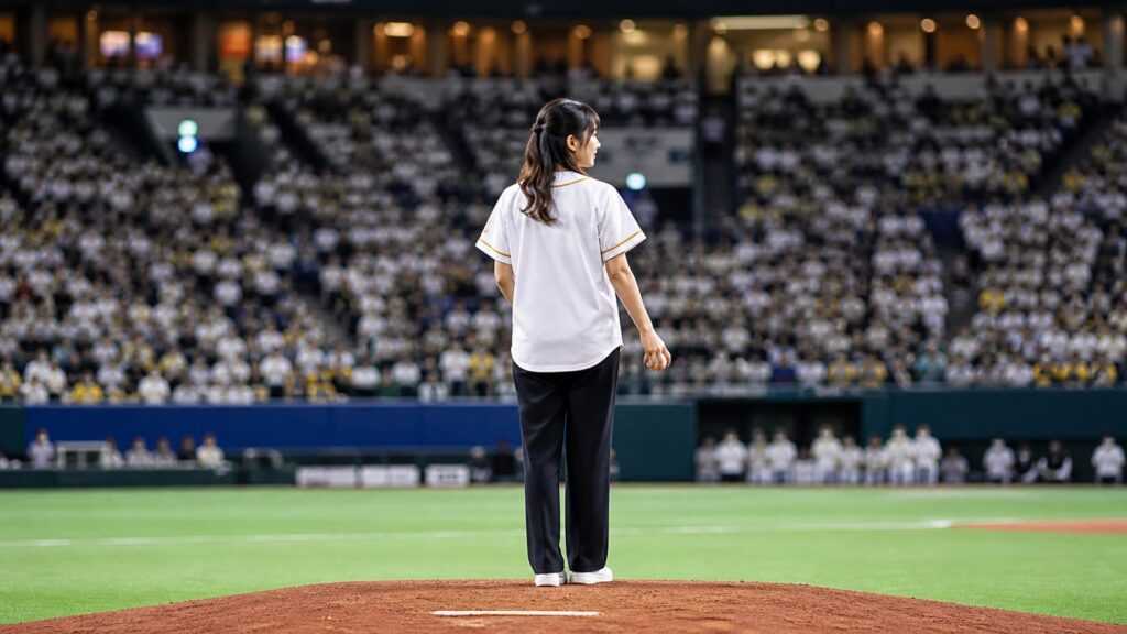 内田真礼の始球式の勝率をイメージした球場のマウンド
