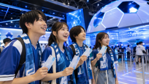ジョイポリスとブルーロックのコラボイベントを楽しむ来場者