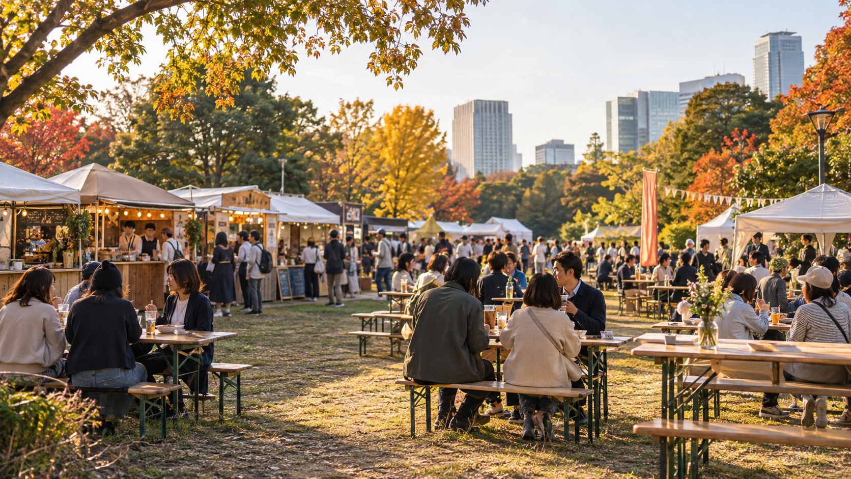 アジア大会ファンゾーンをイメージした公園の飲食エリア