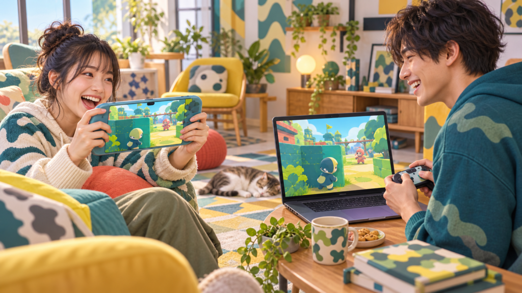 めっちゃカメレオンのSwitchクロスプレイを楽しむ友人