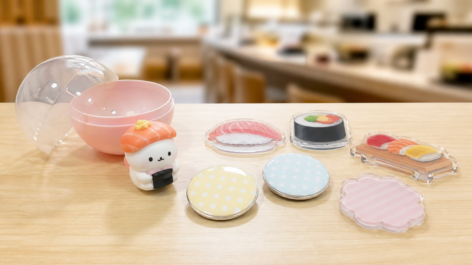 くら寿司ちいかわのフィギュア・缶バッジ・マグネットを表す景品イメージ